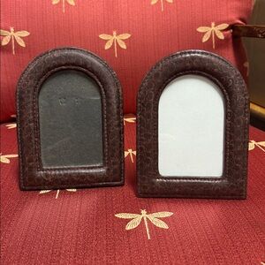 Brown Leather Photo Frame Set of 2